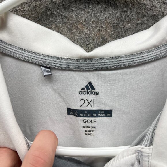 Adidas Polo Shirt Mens 2XL Gray Performance Stretch Golf Golfer Athletic Logo - Picture 9 of 11